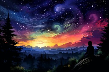 Wall Mural - Summer stargazing - Generative AI