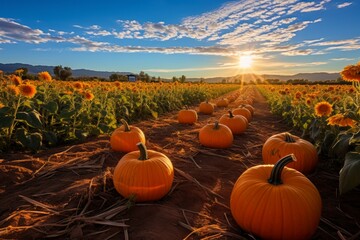 Canvas Print - Pumpkin patches - Generative AI