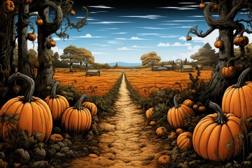 Sticker - Pumpkin patches - Generative AI