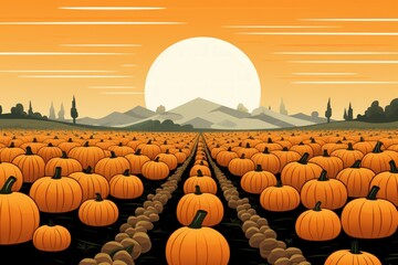 Wall Mural - Pumpkin patches - Generative AI