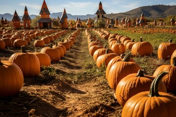 Wall Mural - Pumpkin patches - Generative AI