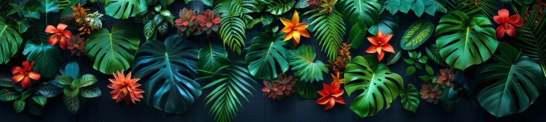 Wall Mural - This aerial perspective offers a glimpse into the lush world of tropical plants, where life flourishes in abundance and diversity.