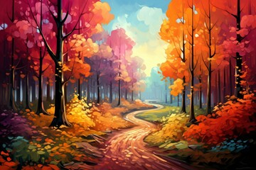 Wall Mural - Autumn forests - Generative AI