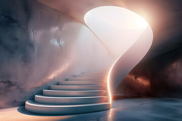 Sticker - Spiraling Staircase to a Bright Doorway:A Surreal Path to Breakthrough Ideas