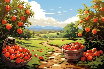 Sticker - Apple orchards - Generative AI