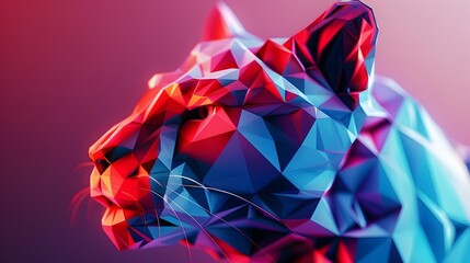 Wall Mural - Vibrant Polygon Animal:An Abstract Geometric Creature in Striking Digital Rendering