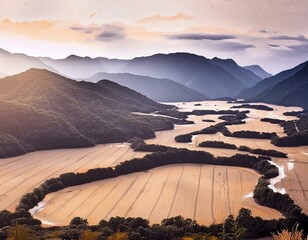 Wall Mural - sunset over the mountains