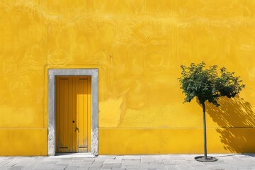 Wall Mural - Clear Yellow wall - generative ai