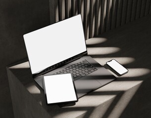 responsive web design and website mockup, devices mock up, smartphone desktop tablet laptop template