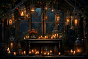 Canvas Print - Lanterns and candles - Generative AI