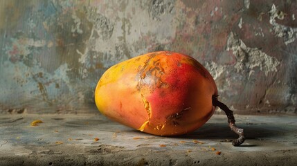 Wall Mural - Decayed mango on a cement surface