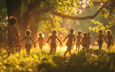 8K quality photograph of children playing in a sunny park, laughter and joy, photorealistic and detailed, highdefinition resolution