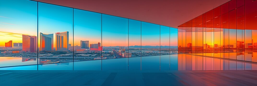 Empty condo -office - - modern art style - Cityscape - skyline  - r- resort - neon lights - inspired by the sights of Las Vegas - sin - vacation - holiday - getaway - escape 