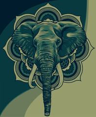 Wall Mural - vector color illustration of head African elephant