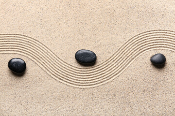 Wall Mural - Stones on sand with lines