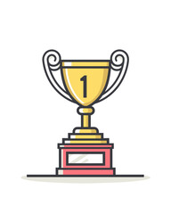 winner #1 trophy number one winner's golden shine winner's circle brand new award sweepstakes winning small curley handle blank name plate trophy resizable vector generative ai 
