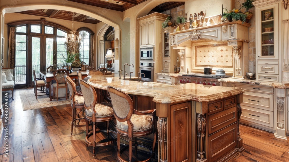 Beautiful kitchen of a luxury and clean mansion in high resolution and ...