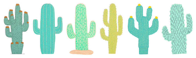 Wall Mural - Cactus png cut out element set