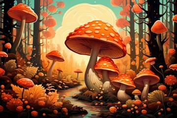 Poster - Mushrooms and fungi - Generative AI