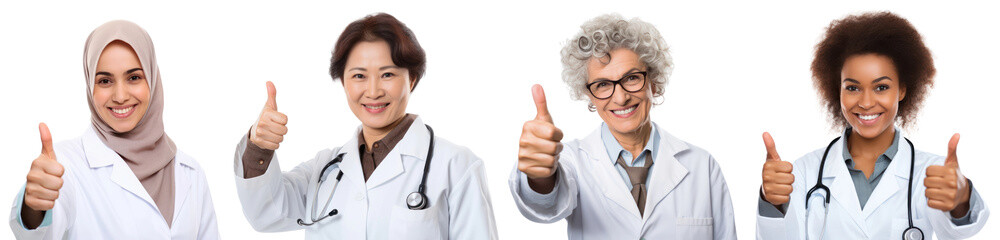 Wall Mural - Doctors thumbs up png element set on transparent background