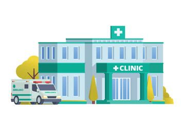 Canvas Print - Vector illustration element of medical clinic building flat design style for city and background illustration