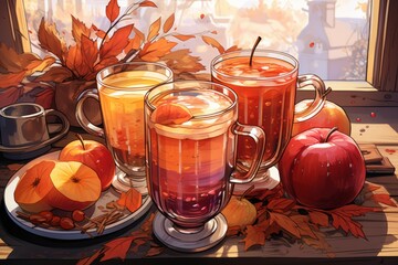 Canvas Print - Seasonal drinks - Generative AI