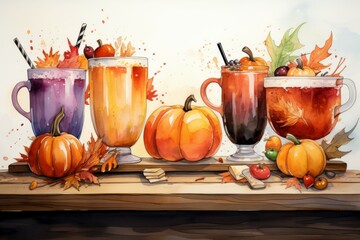 Wall Mural - Seasonal drinks - Generative AI