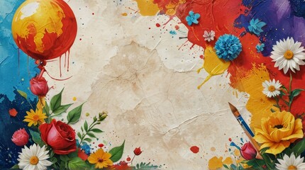 Wall Mural - Abstract Watercolor Floral Background