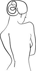 Canvas Print - Trendy Line Art Woman Body. Minimalistic Black Lines Drawing. Female Figure Continuous One Line Abstract Drawing. Modern Scandinavian Design. Naked Body Art. Vector Illustration.