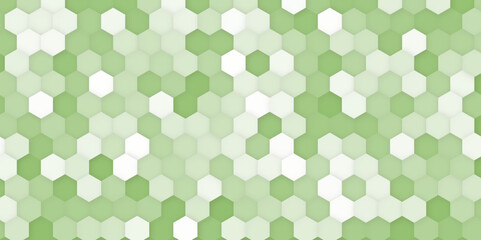 Wall Mural - Green and white mosaic honeycomb marble image. Beautiful hexagon tile wall marble background.