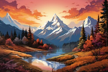 Wall Mural - Mountain views - Generative AI