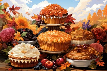 Canvas Print - Autumn desserts - Generative AI