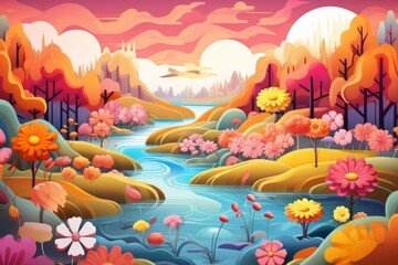 Wall Mural - Rivers and streams - Generative AI