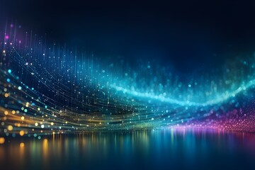 Digital background perfect for tech processes, neural networks, artificial intelligence, data transfer and encryption, digital archives, sound and graphic presentations, science, education, etc.