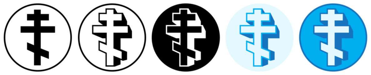Set trendy Orthodox Cross Symbol icon pictogram vector illustration