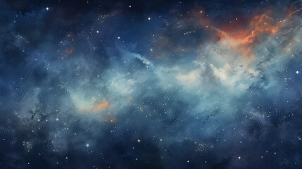 Wall Mural - sky filled with stars watercolor background