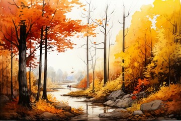 Wall Mural - Autumn hiking - Generative AI