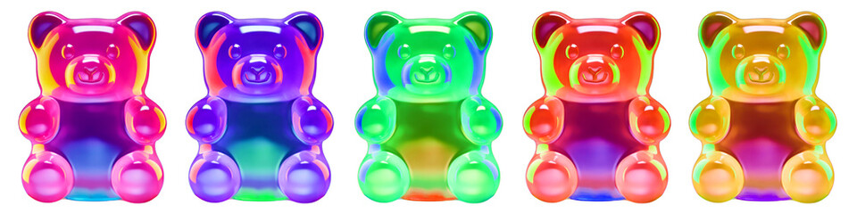 Wall Mural - colorful bear jelly png element set on transparent background