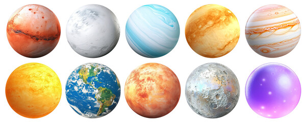 Wall Mural - Planet png element set on transparent background