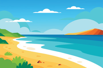 beautiful sea panorama beach coast bay ocean landscape vector illustration