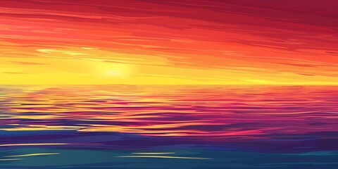 Wall Mural - The setting sun casts a golden glow on the ocean in this vibrant sunset photo.