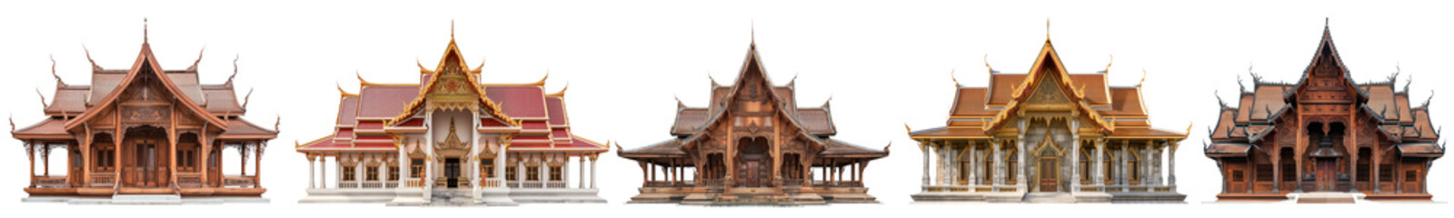 Poster - Thai temple architecture png on transparent background