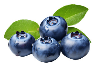 a group of blueberries with leaves