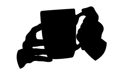 Wall Mural - silhouette of hands holding a cup of hot coffee