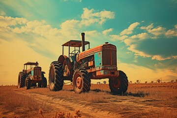 Wall Mural - Vintage tractors - Generative AI