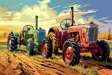 Sticker - Vintage tractors - Generative AI