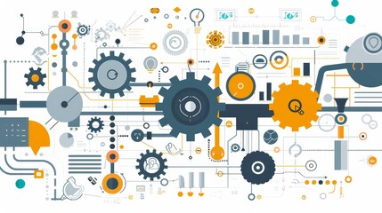 Automation business process innovation technology concept on virtual screen 