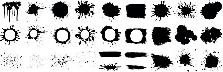 Wall Mural - black ink splatter, vector ink splashes, grunge elements, abstract paint spots, artistic design, cre