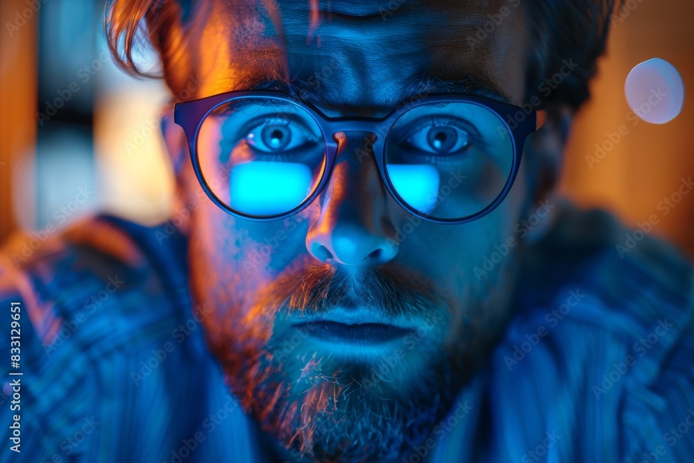 An editorial photostock image featuring a dedicated programmer ...