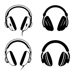 headphone vector design black silhouette logo